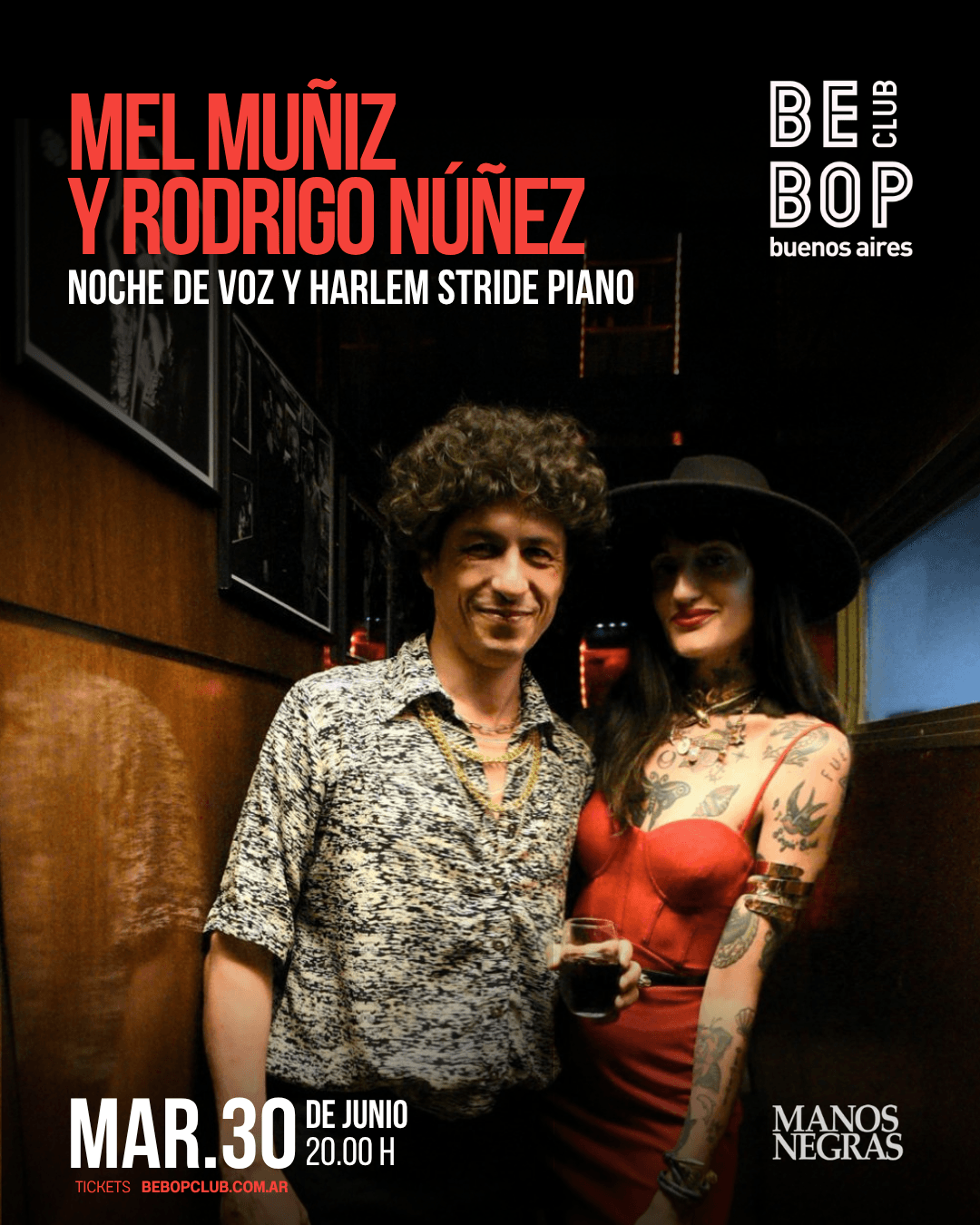 Mel Muñiz y Rodrigo Núñez  |  Noche de Voz y Harlem Stride Piano | 30/06/2026